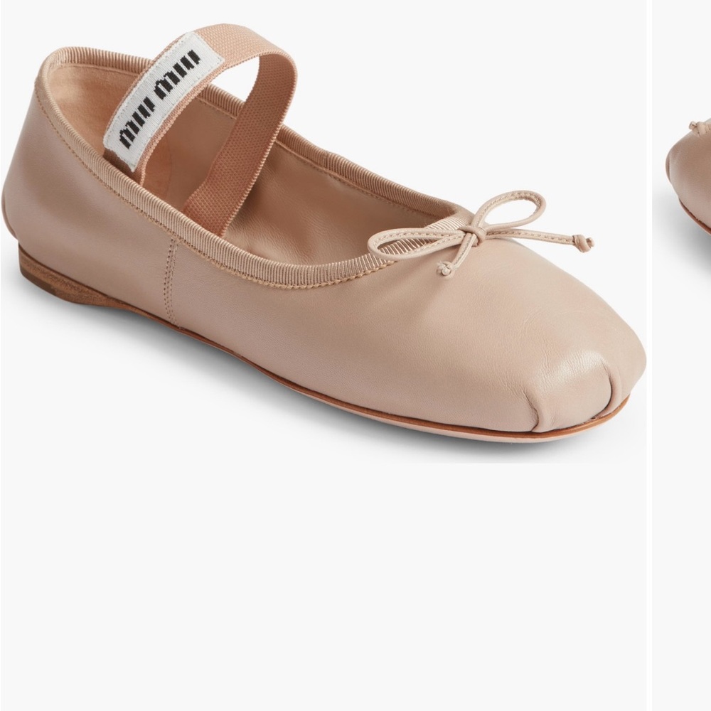 Miu Miu Nude Ballet Flats with Bow
